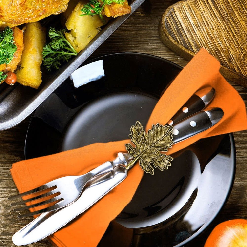 Maple Leaf Retro Napkin Ring Set - www.Shopthatapp.com