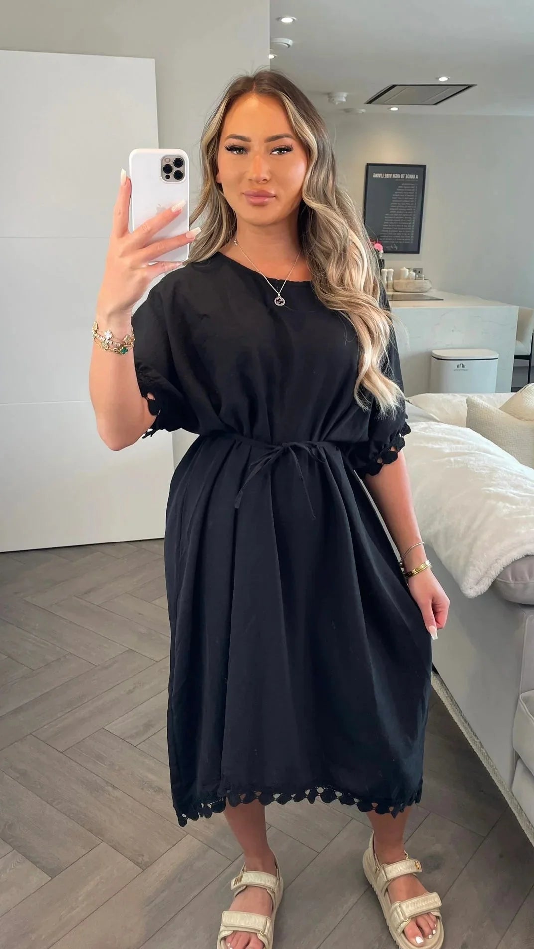 Robe en lin et étamine à taille nouée Nila