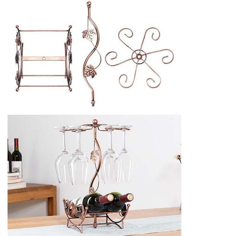 Maple Leaf Wine Rack with Glass Holders