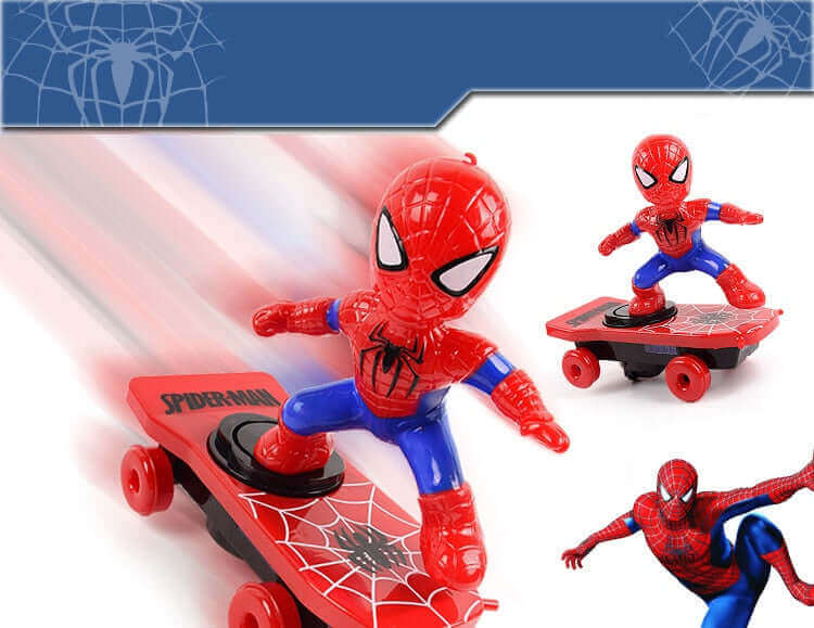 Spider-Man Stunt Scooter Toy - Electric Music, Flip Rotation, Skateboard for Kids - www.Shopthatapp.com