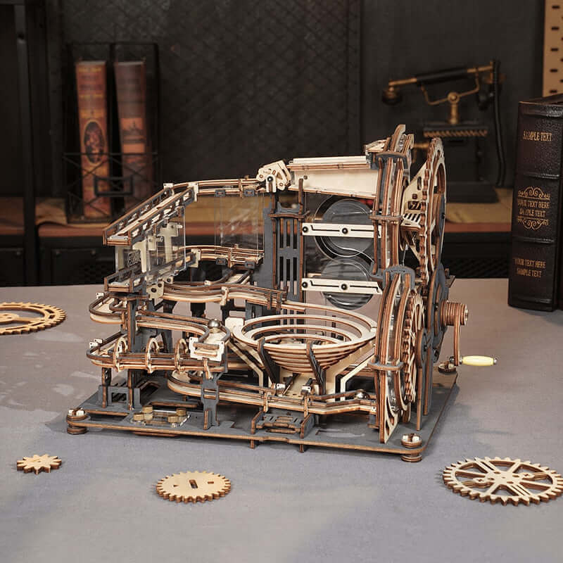 Robotime Rokr DIY Murmelbahn-Set: 5 verschiedene Modellbaustein-Bausätze aus Holz – perfektes Zusammenbauspielzeug-Geschenk für Erwachsene und Kinder