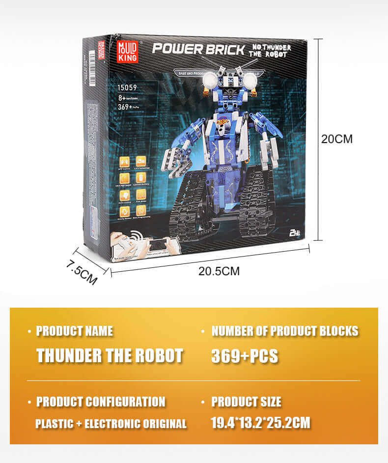 Robot télécommandé Mould King 15059 - LED, blocs de construction motorisés, jouet intelligent à offrir
