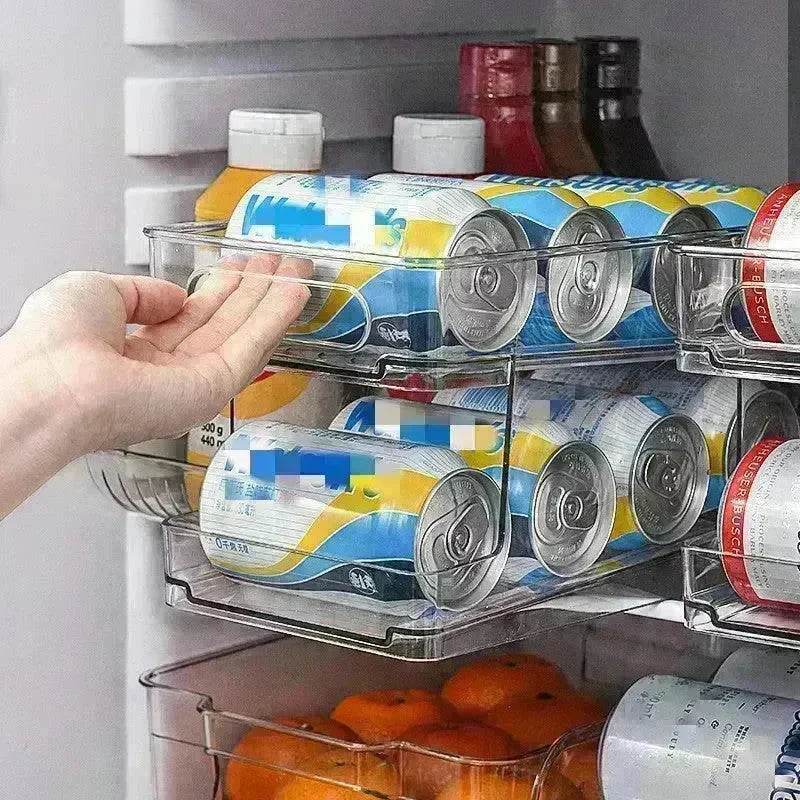 Refrigerator Beverage Storage Box Double-layer Self-rolling Kitchen Storage Rack - www.Shopthatapp.com
