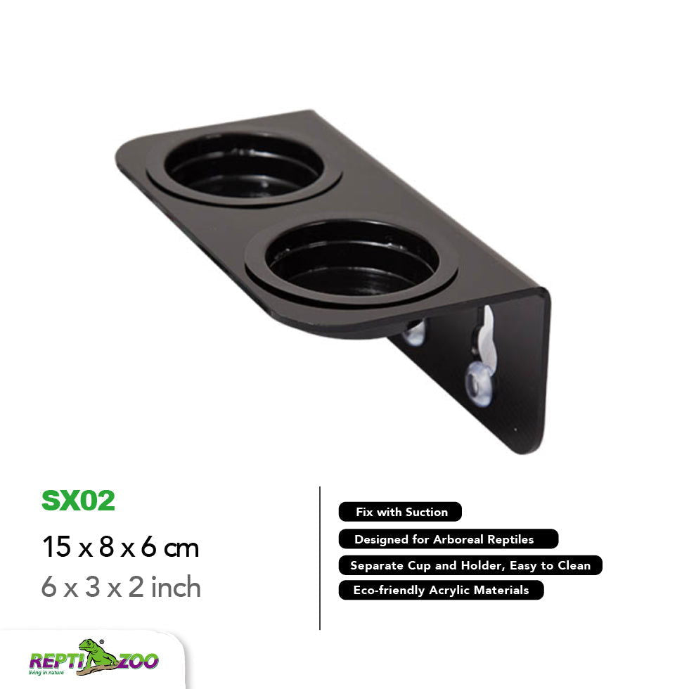 REPTIZOO arboreal feeders with dual cups for easy feeding and cleaning of reptiles