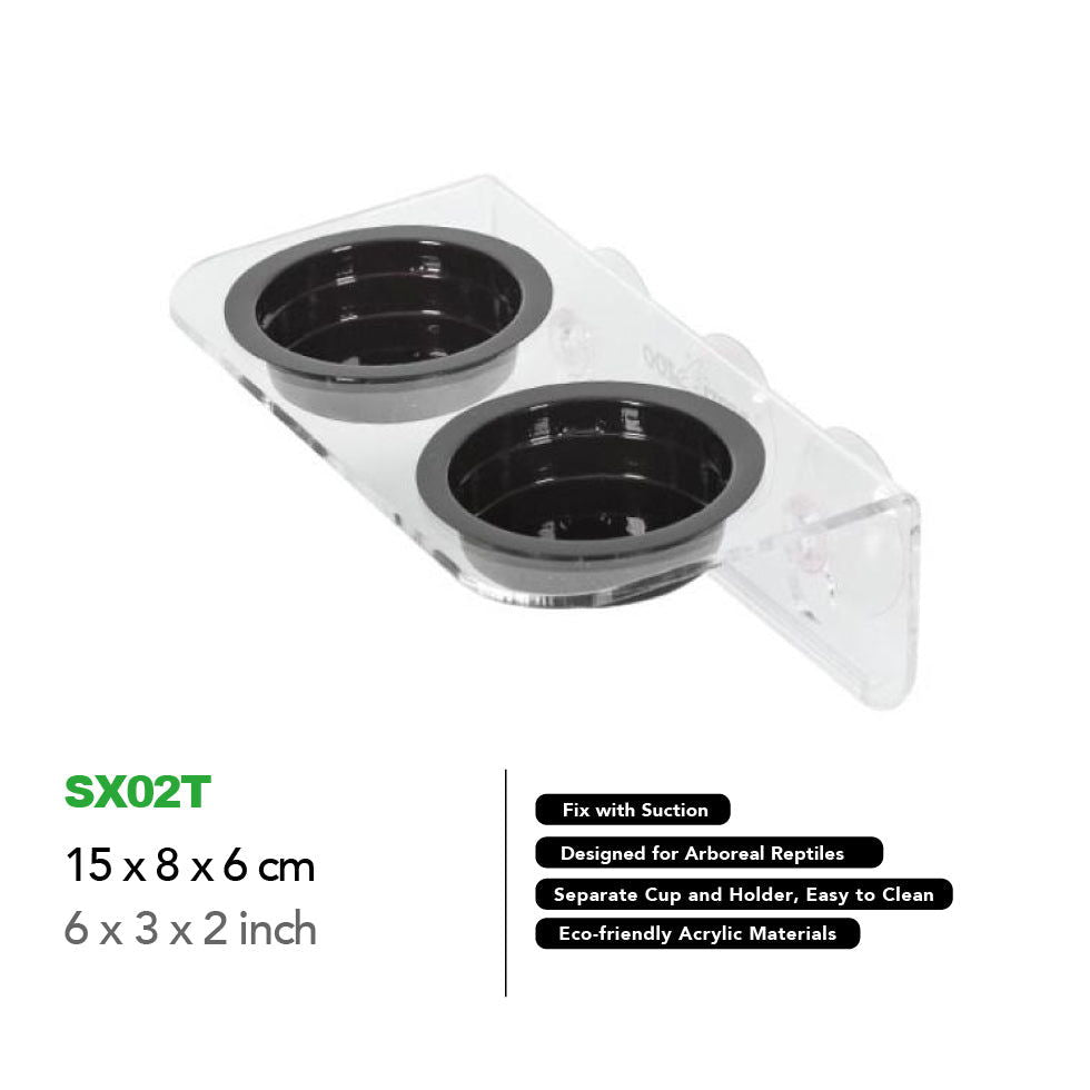 REPTIZOO arboreal feeders with two removable cups for convenient feeding of arboreal reptiles