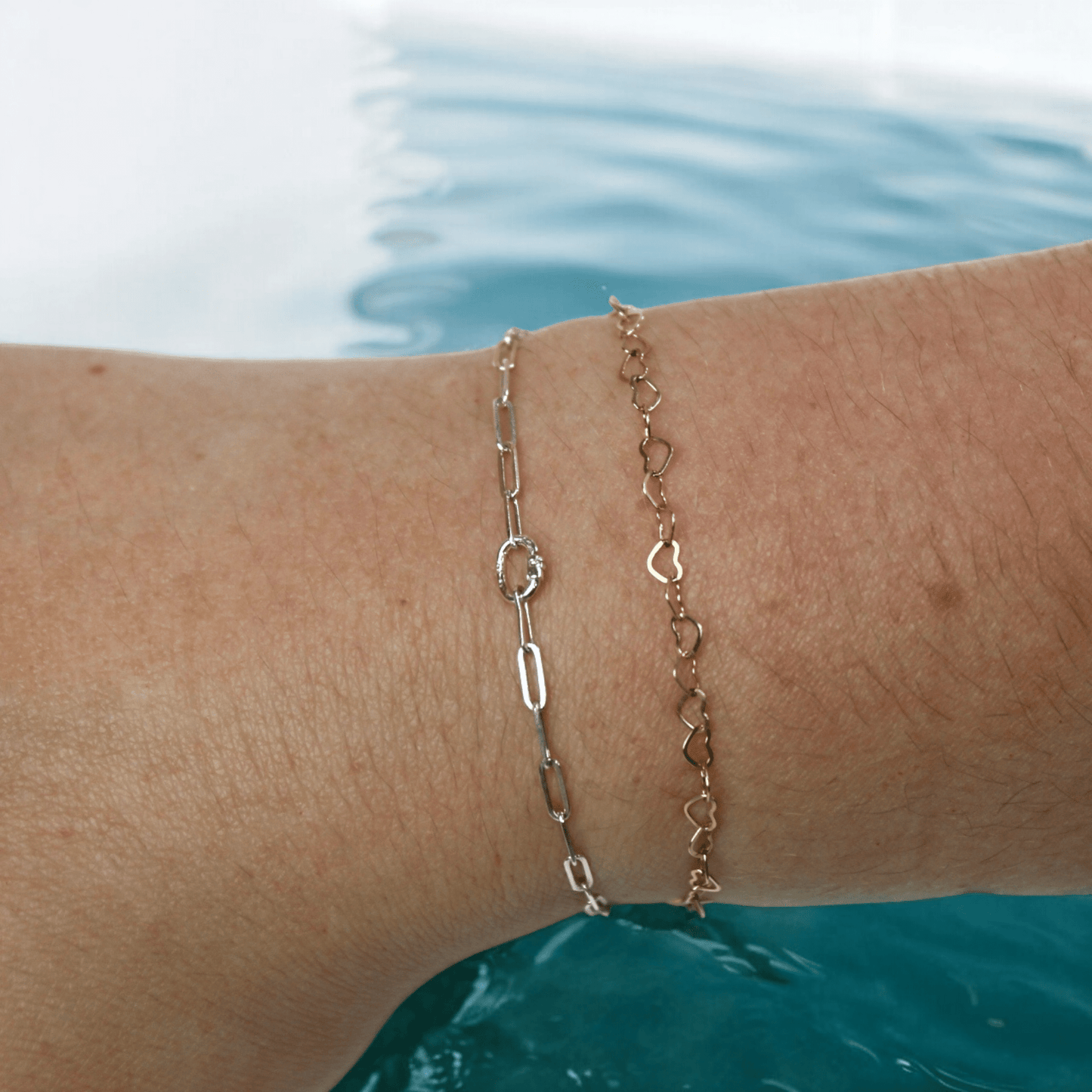 Silver paperclip chain love links permanent bracelet kit