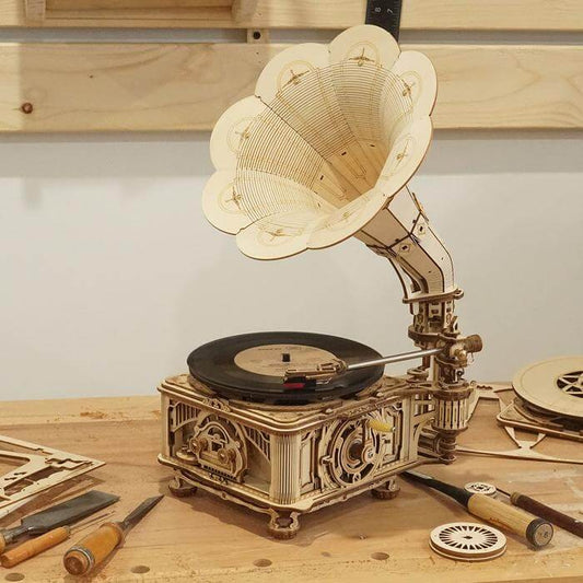 Crank Classic Gramophone Kit | Kidstoylover - DIY Wooden Assembly Toy - www.Shopthatapp.com