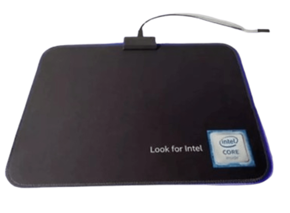Tapis de souris gaming Intel Blue LED - USB lumineux - antidérapant (365 x 255 mm)