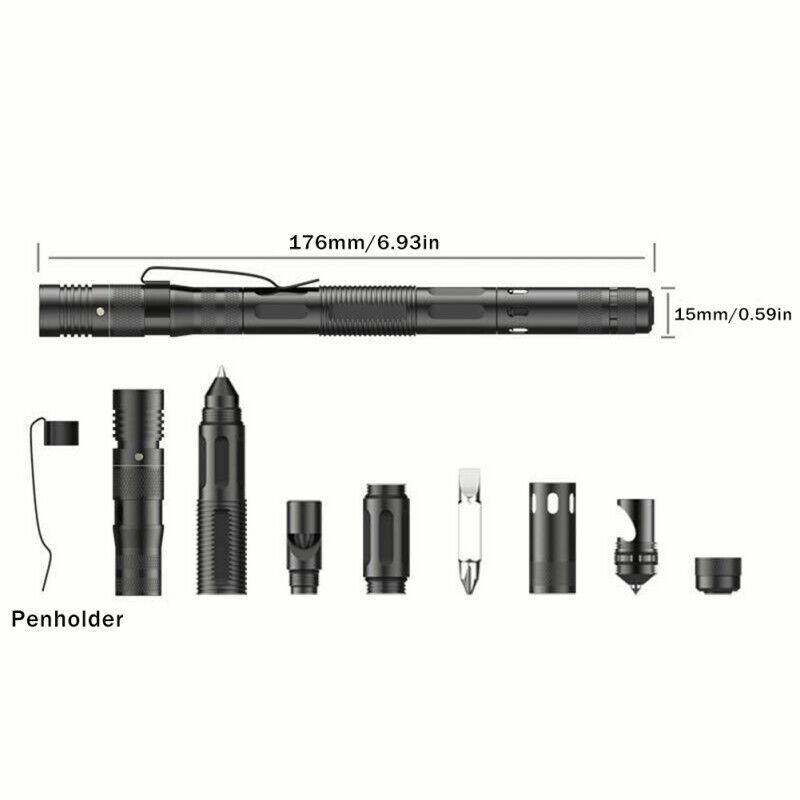 Multi Functional Tac Pen 9 in 1 High Grade Aluminium With Wallet Tool Card - www.Shopthatapp.com