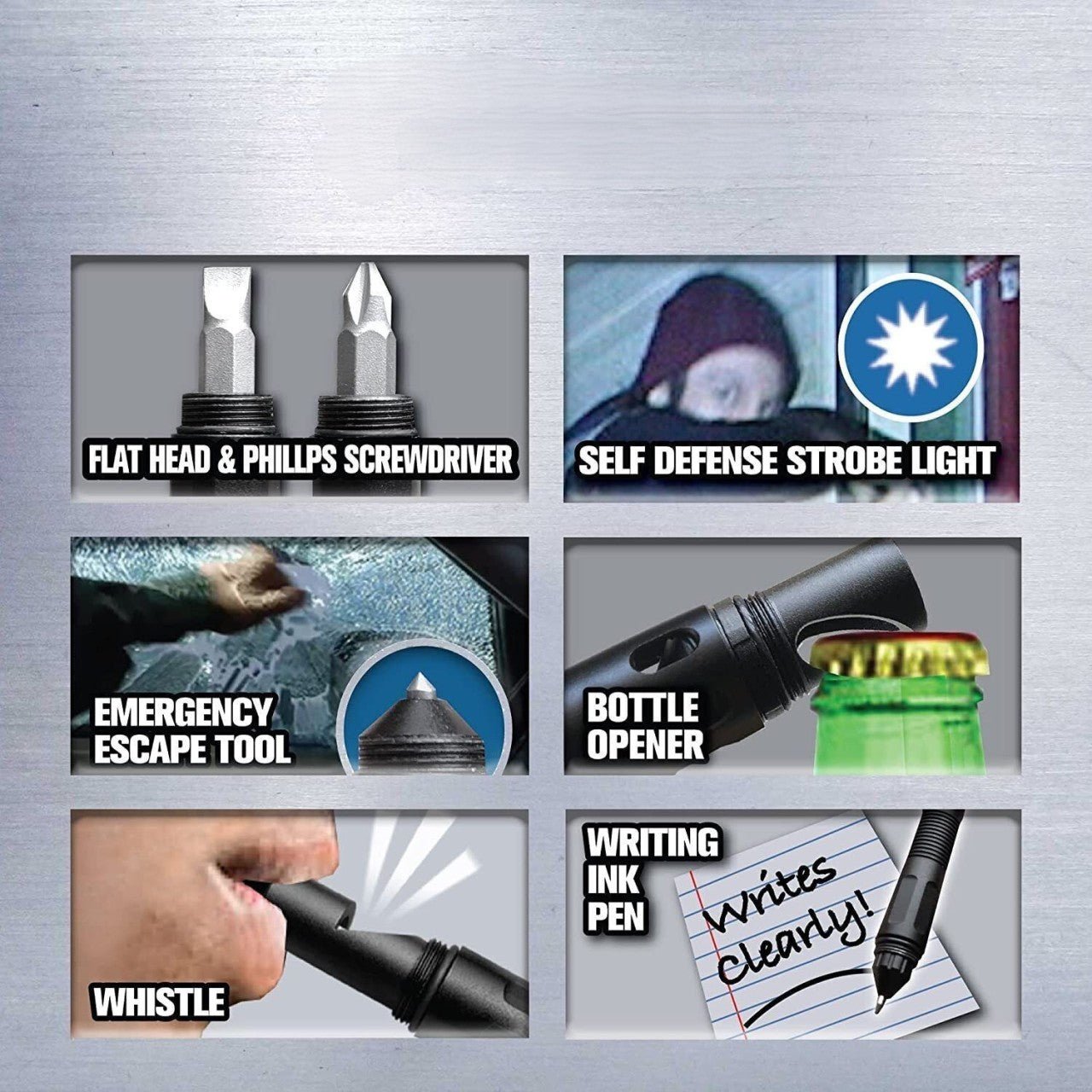 Multi Functional Tac Pen 9 in 1 High Grade Aluminium With Wallet Tool Card - www.Shopthatapp.com