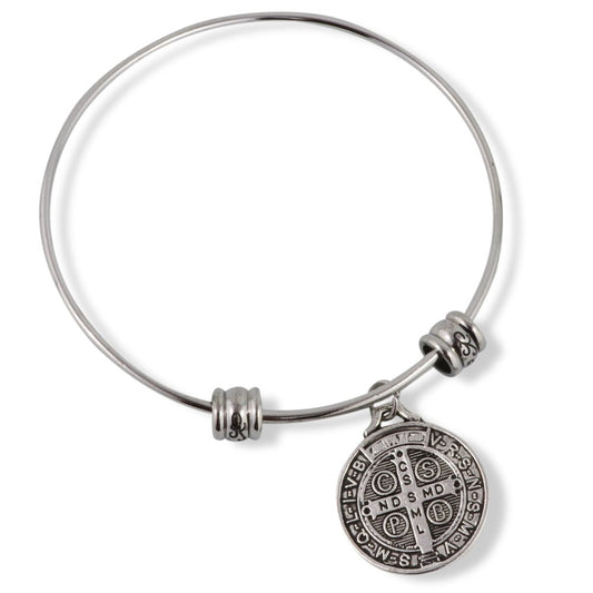 St Benedict Bracelet | Medal San Benito Religious Jewelry Bracelet Bangle - www.Shopthatapp.com