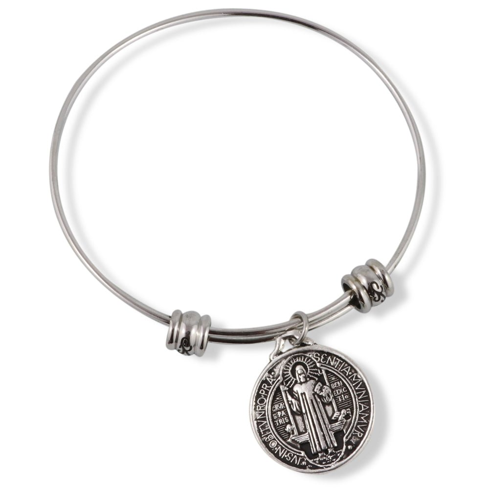 St Benedict Bracelet | Medal San Benito Religious Jewelry Bracelet Bangle - www.Shopthatapp.com
