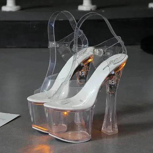Wedge shoes Sandals Feminine Transparent Crystal Platform High Heels - www.Shopthatapp.com