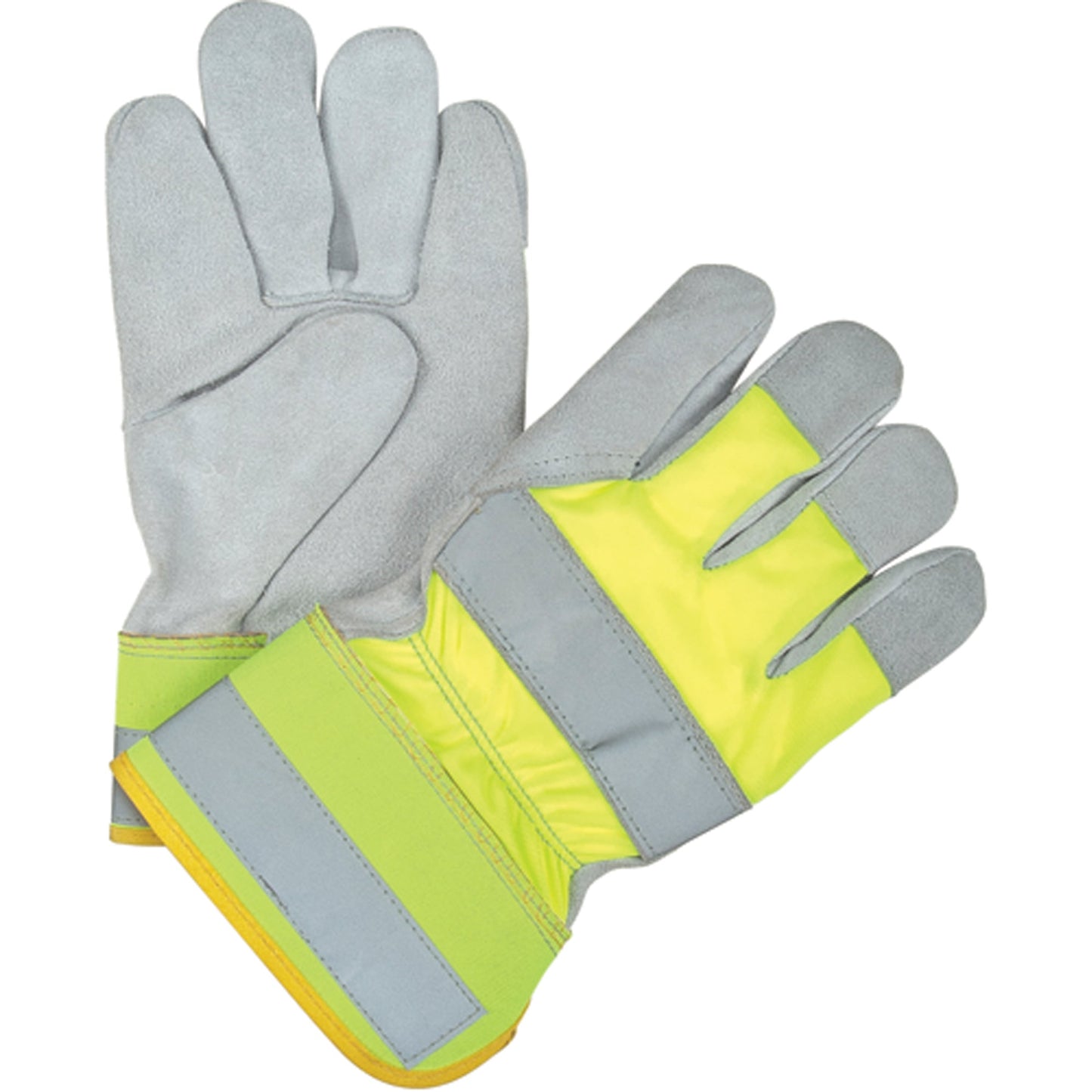 Premium Quality High Visibility Fitters Gloves, Large, Split Cowhide Palm, Cotton Inner Lining - www.Shopthatapp.com