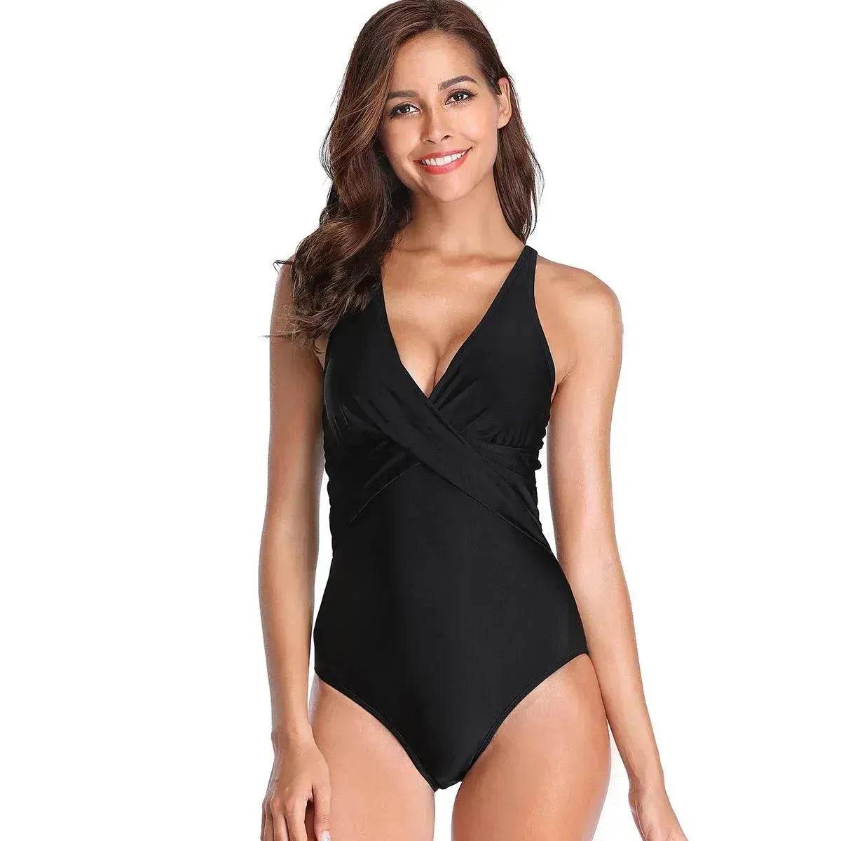 Charming Solid color One Piece Swimsuit Women Swimwear Bodysuit Swimsuit Female Push Up Monokini High Waist Bathing Suits Beach Wear - www.Shopthatapp.com
