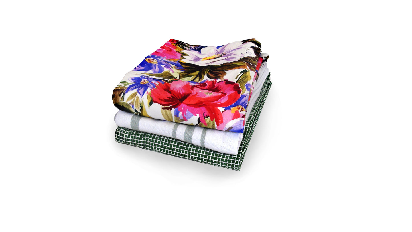 3 Pack Assorted Sure Grip Kitchen Towel Gift Set, 100% Cotton Dish Towel Set - www.Shopthatapp.com