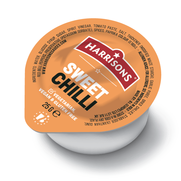 Sweet Chilli Sauce Dip container, vegetarian and gluten-free, 25g.