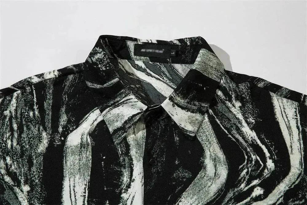 Tie-dyed Contrast Color Design Short-sleeved Shirt - www.Shopthatapp.com