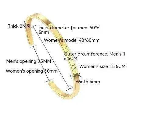 Titanium Steel Open-end Engraved Fashion Bracelet for Women - www.Shopthatapp.com
