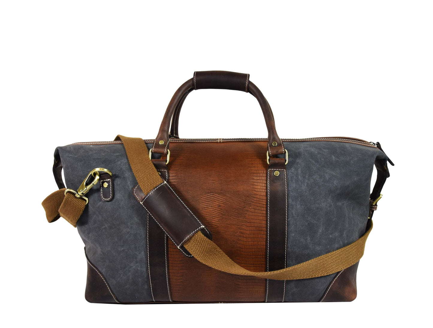 Tolredo Leather Canvas Duffel Bag - Camo Green - www.Shopthatapp.com