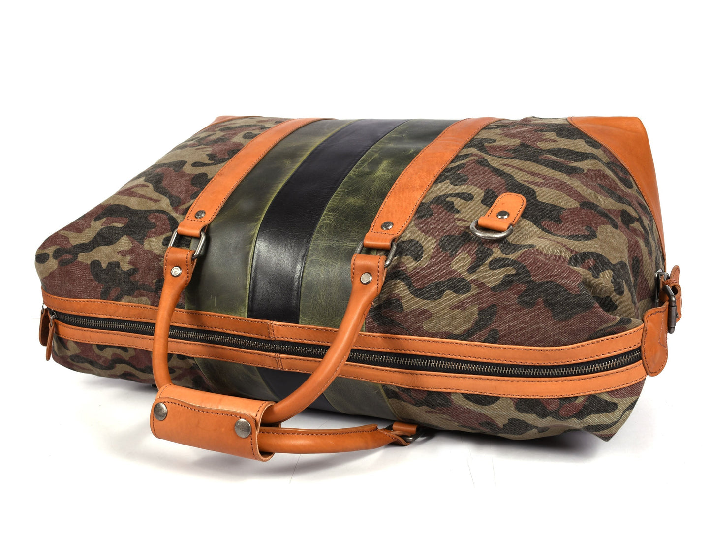 Tolredo Leather Canvas Duffel Bag - Camo Green - www.Shopthatapp.com