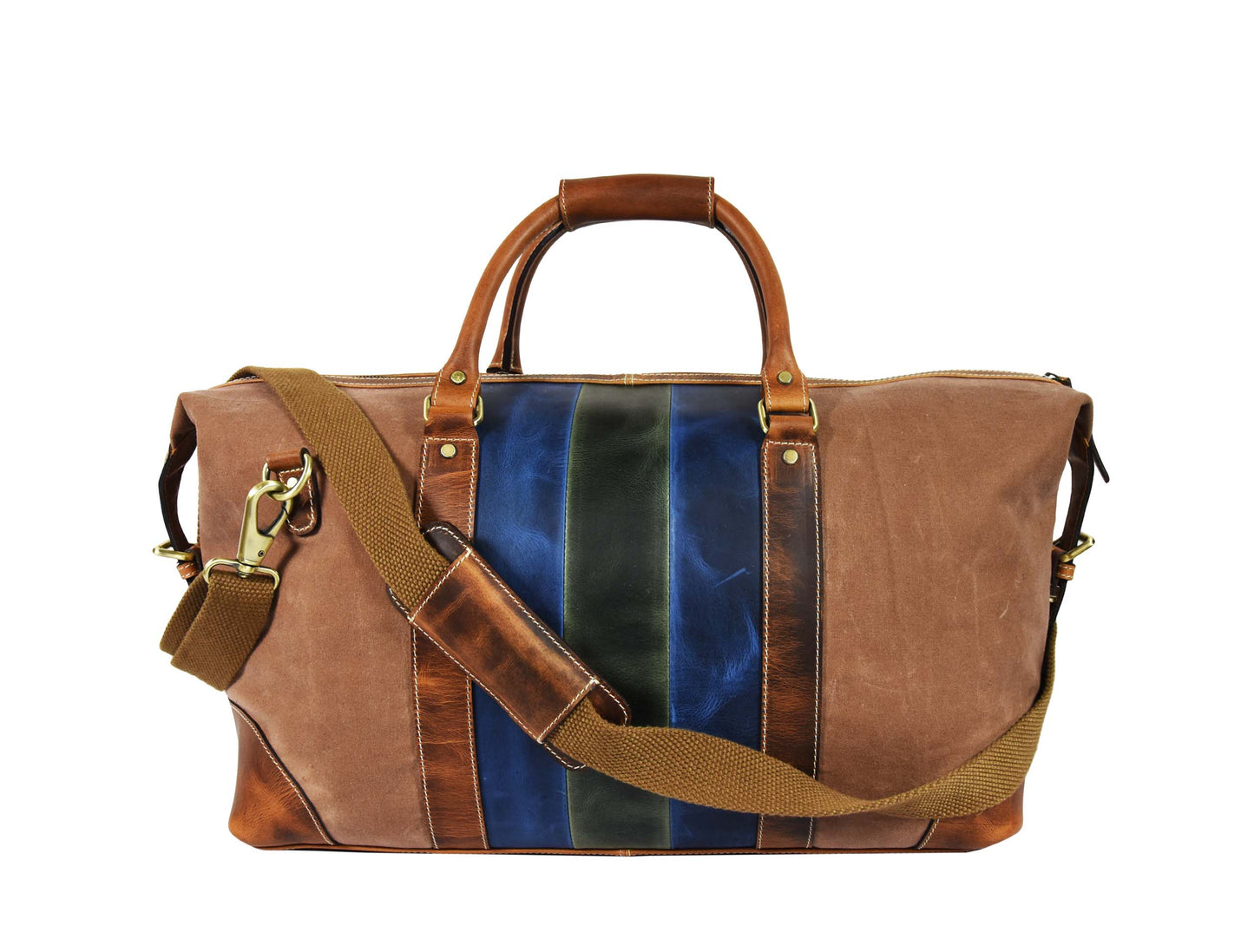 Tolredo Leather Canvas Duffel Bag - Camo Green - www.Shopthatapp.com