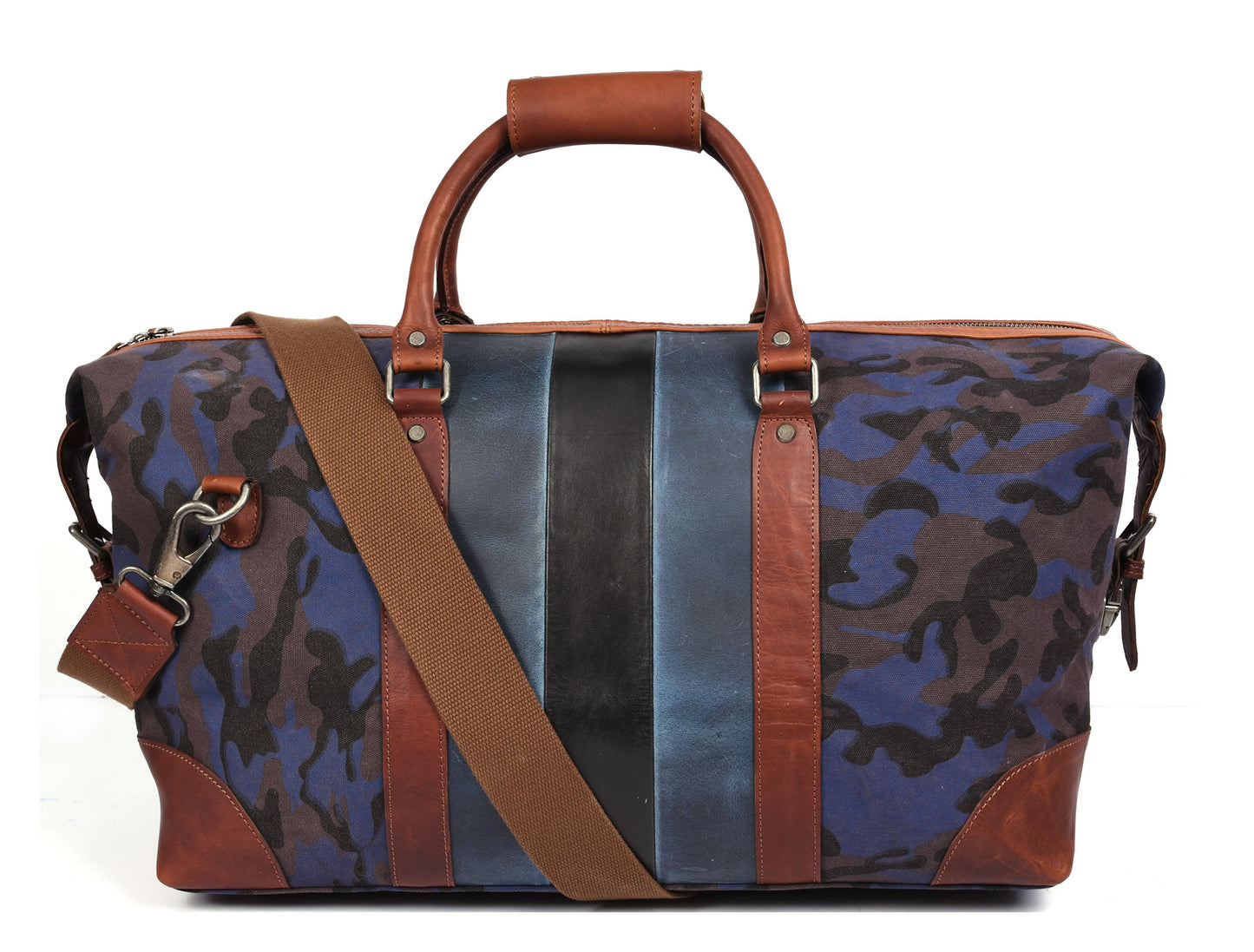 Tolredo Leather Canvas Duffel Bag - Camo Green - www.Shopthatapp.com