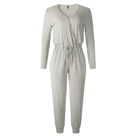 TTFN WOMEN'S LONGSLEEVE ROMPER JUMPSUIT WITH CROSS OVER SNAP CLOSURE - www.Shopthatapp.com
