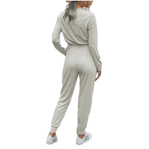 TTFN WOMEN'S LONGSLEEVE ROMPER JUMPSUIT WITH CROSS OVER SNAP CLOSURE - www.Shopthatapp.com