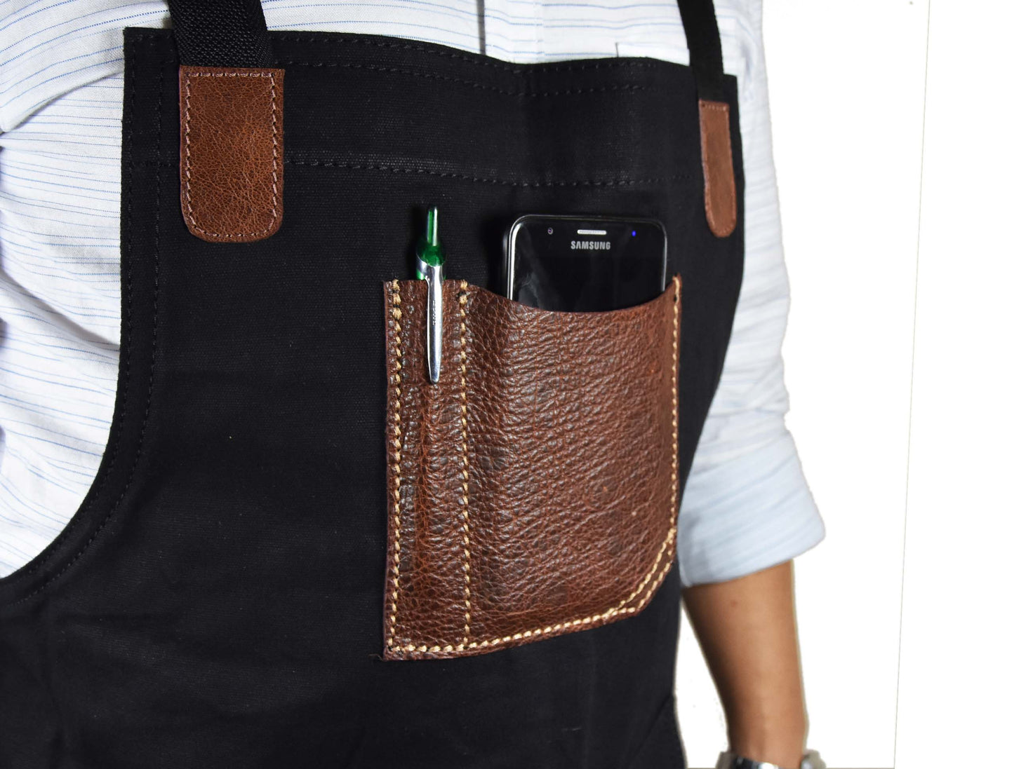 Turin Leather Canvas Apron - Raven Black - www.Shopthatapp.com