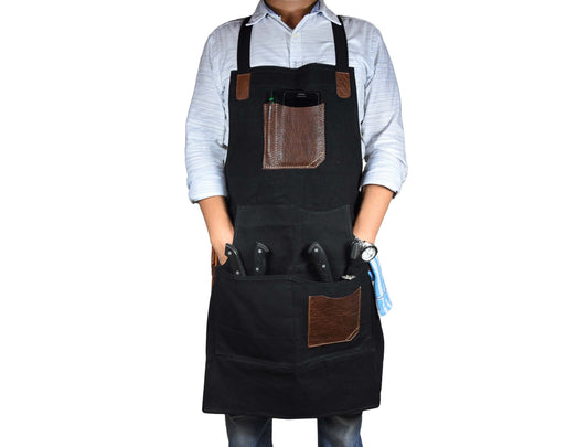 Turin Leather Canvas Apron - Raven Black - www.Shopthatapp.com