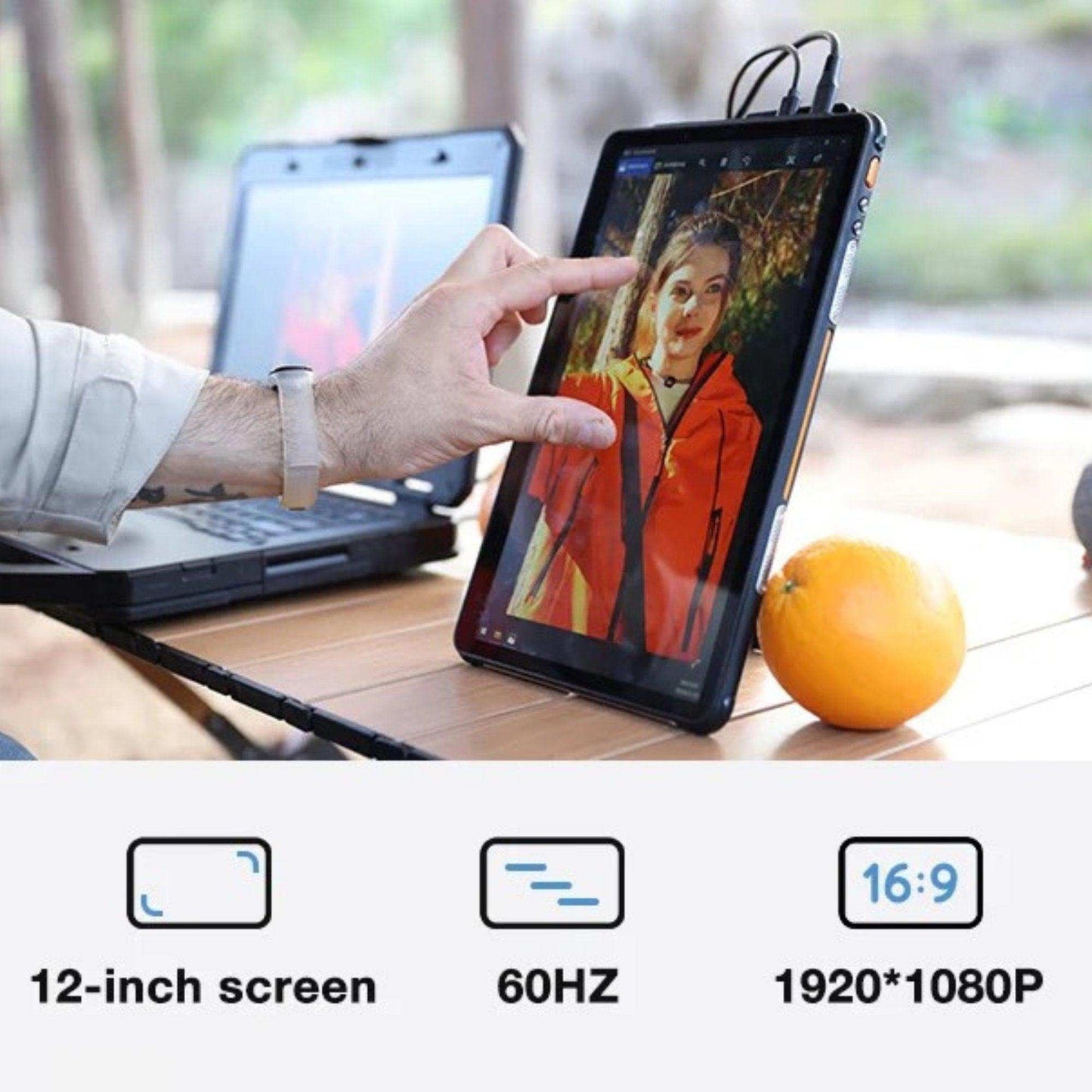 TUTT Rugged Portable Monitor 12” Touchscreen | 5000mAh Battery | Water & Drop Proof | Digital Photo Frame Mode | N1Pro