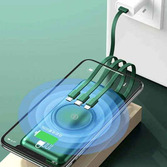 TUTT 30,000mAh Wireless Portable Charger Power Bank with Built-in 4 Cable, 6 Outputs & 3 Inputs Fast Charging External Power USB-C Battery Pack, LED Display - www.Shopthatapp.com