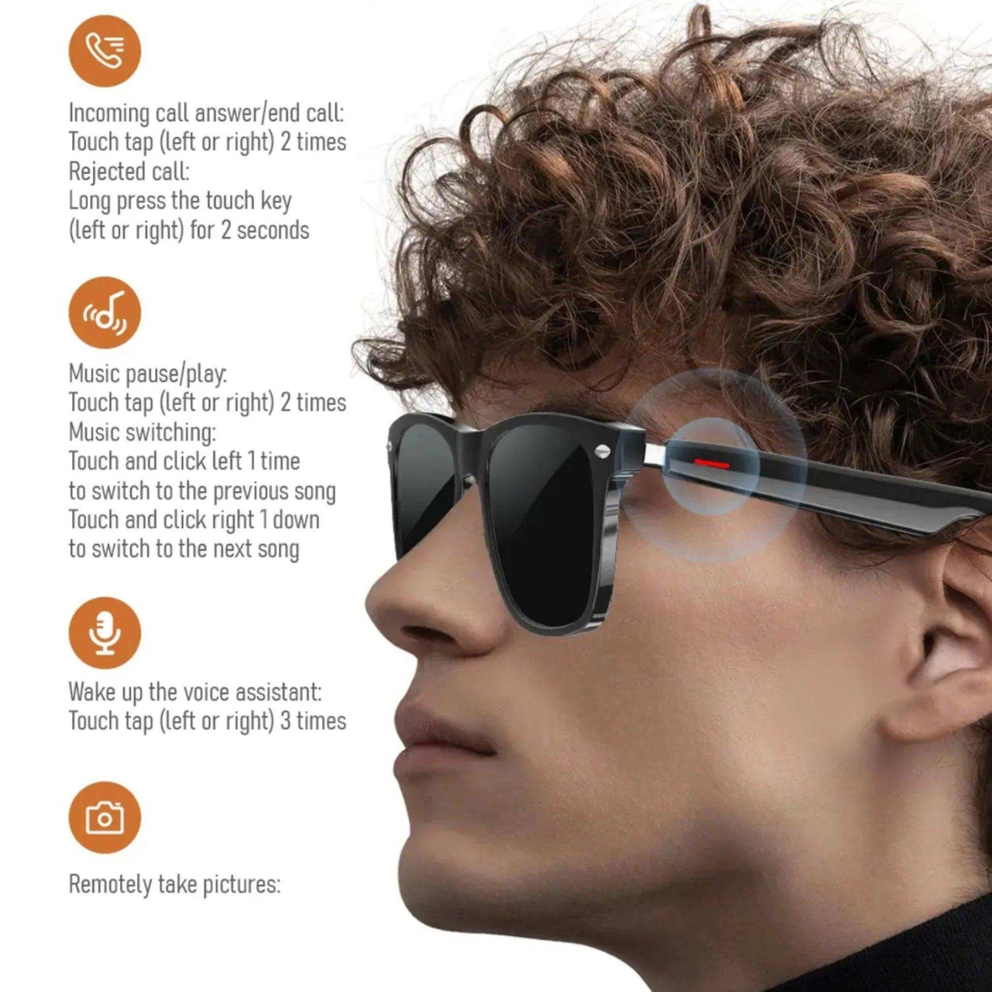 TUTT Bluetooth Smart Glasses Anti-Blue Ray | Wireless Call & Music AI Voice & Camera Control Sunglasses | E13 Anti Blue Ray Test Kit | Replaceable With Prescription - www.Shopthatapp.com