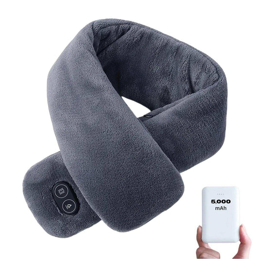 TUTT Heated Scarf with Neck Vibrating Massager | 5,000 mAh Power Bank | 3 Heat and Vibration Levels | Unisex Electric Neck and Shoulder Heating Pad | Ideal Winter Gift - www.Shopthatapp.com