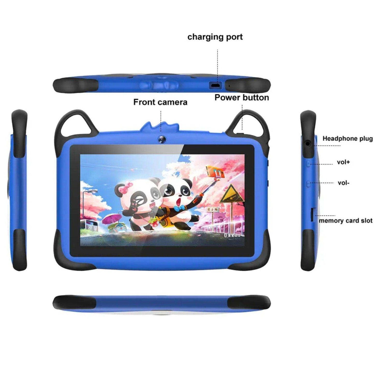 TUTT K7 Drop-Resistant Eva Case Shell HD 7” Kid’s Learning Educational Tablet 8GB Memory (Extendable) Android Dual Camera Parental Control Kid Tablet