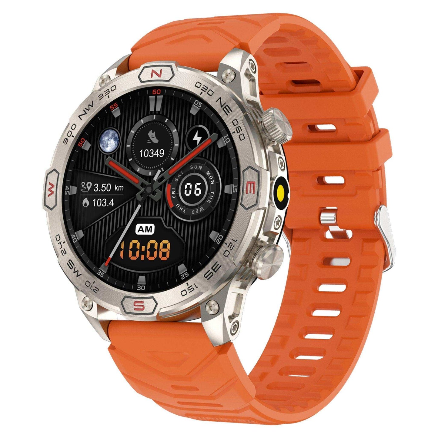 TUTT KC86 AMOLED Zinc Alloy Rugged Outdoor Smart Watch | Compass Barometer Altimeter 1 ATM Waterproof Emergency LED Flashlight | Sport Health Monitor Men Women Long 450 mAh Battery - www.Shopthatapp.com
