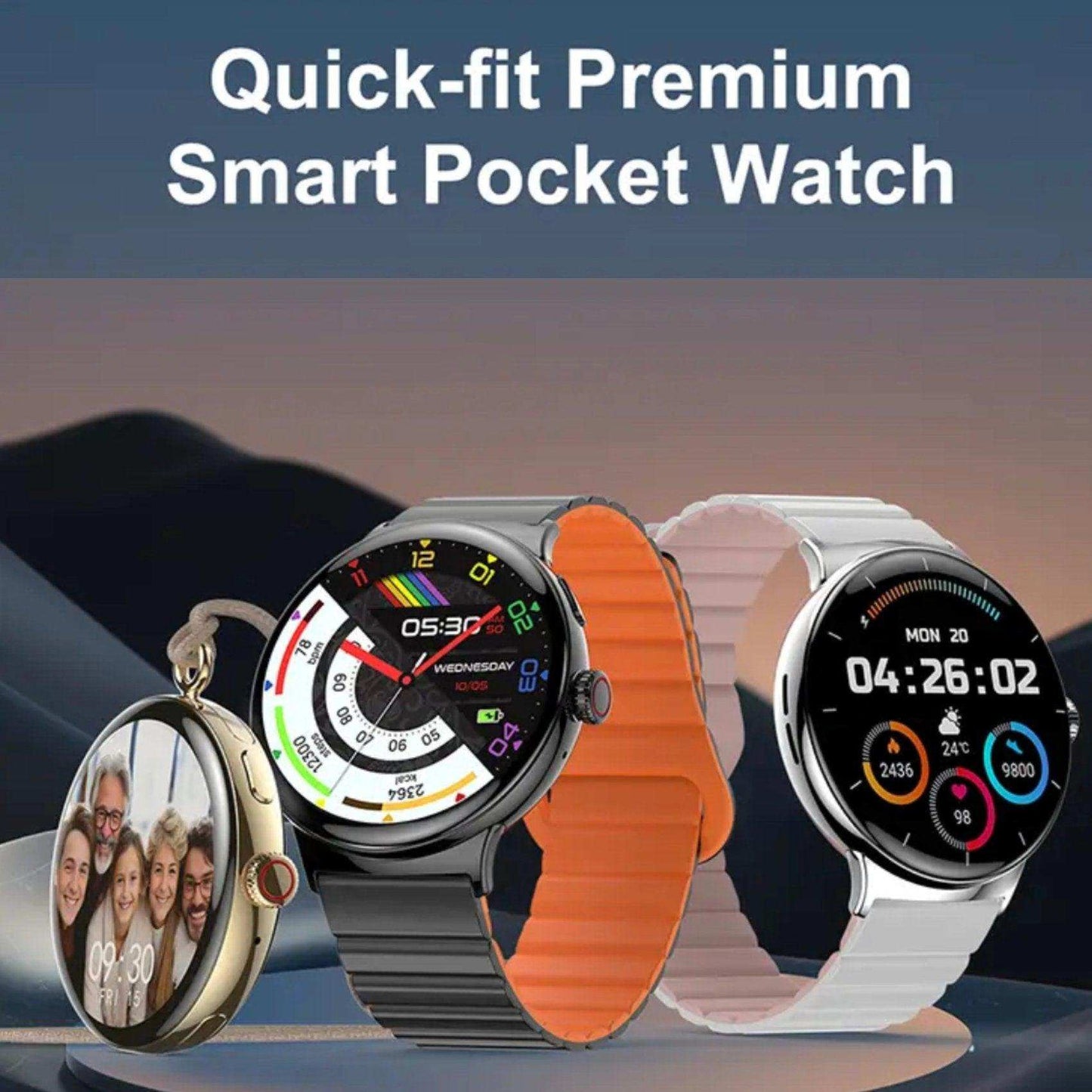 TUTT LA9 AMOLED Women Pocket Smart Watch 1.43 inch With Quick-detach Straps Sport Fitness 2 in 1 Smartwatch Black - www.Shopthatapp.com