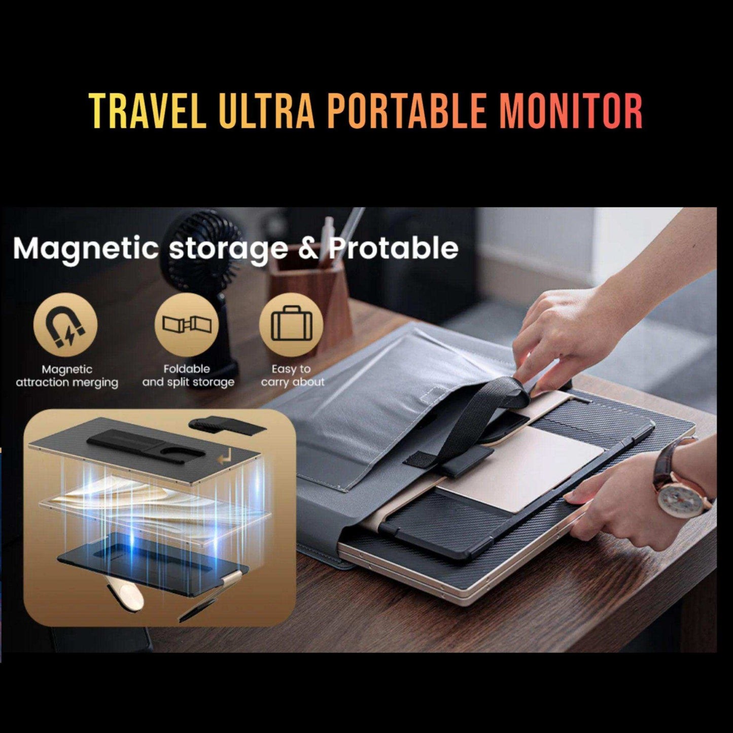 TUTT 15.6” FHD Portable Monitor – S6 Triple Screen Extender, USB-C/HDMI, 7 Viewing Modes | All Devices Compatible with Converter Cable (H5 Included) - www.Shopthatapp.com