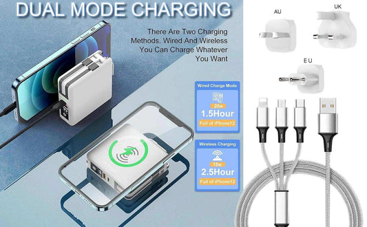 TUTT Travel & Charging Kit | 10000mah Power Bank | Universal Travel Adapter 3 Global Plugs | Wireless Charging | 65 & 30W Charger 3 in 1 Cable | Waterproof Hard Shell Bag EU,UK,AUS