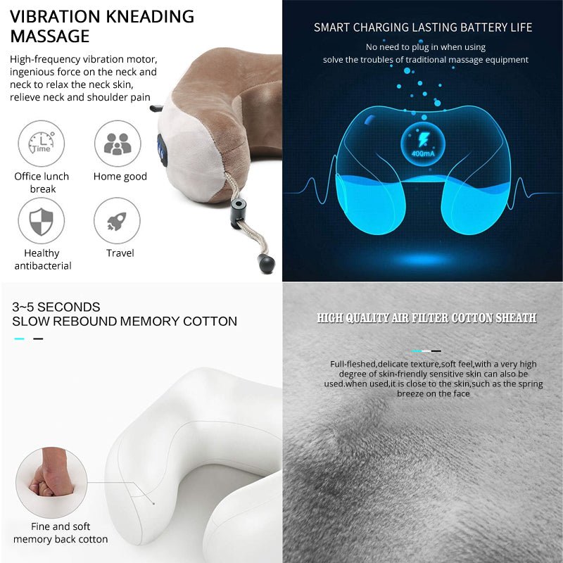 Oreiller de massage électrique portable en forme de U pour le cou