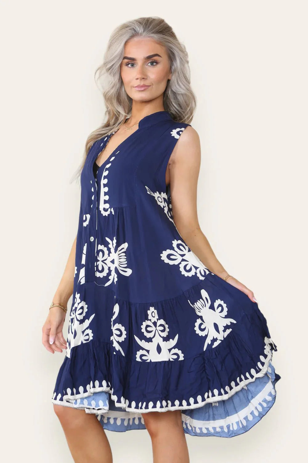 Robe blouse sans manches imprimée Umi