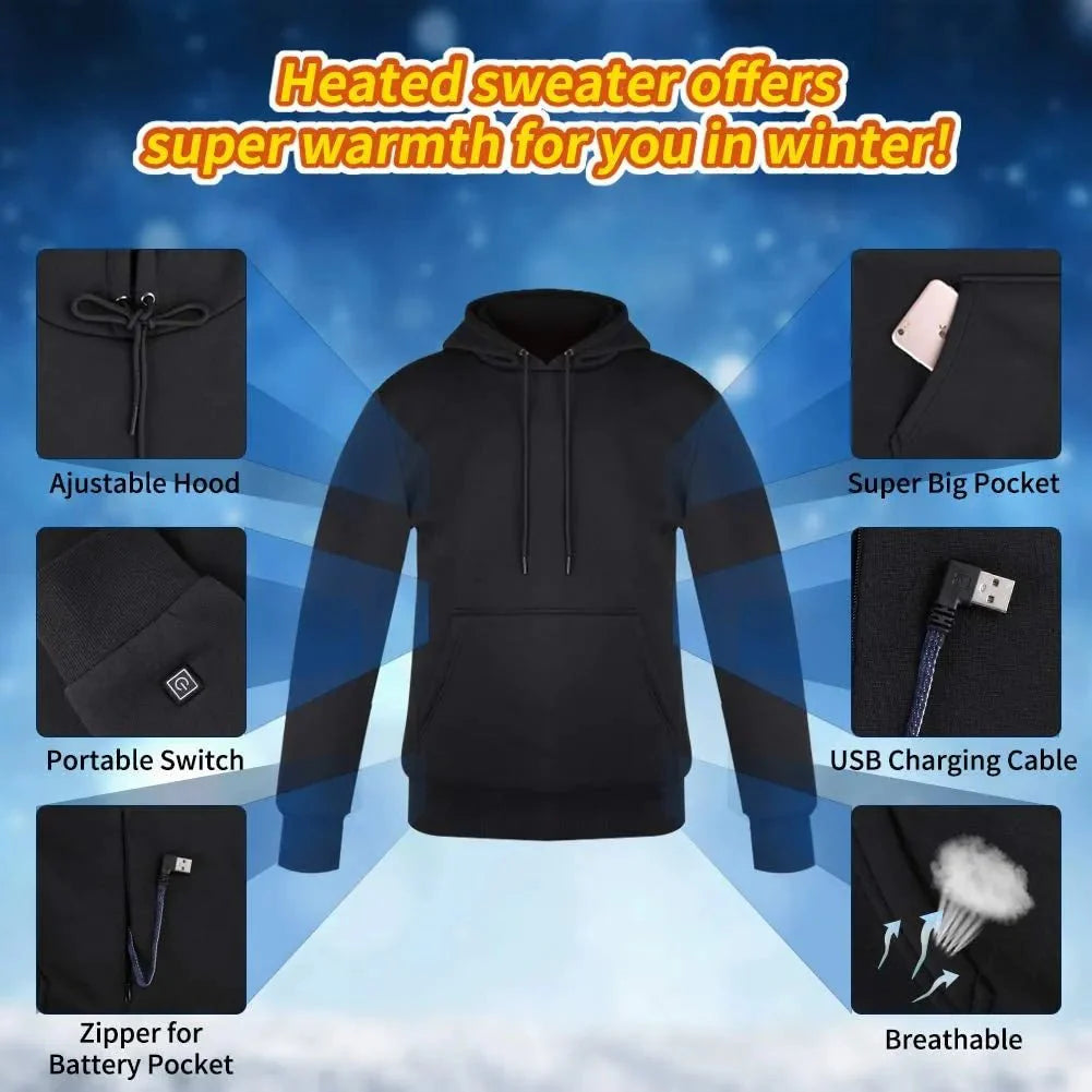 Sweats à capuche chauffants USB unisexes