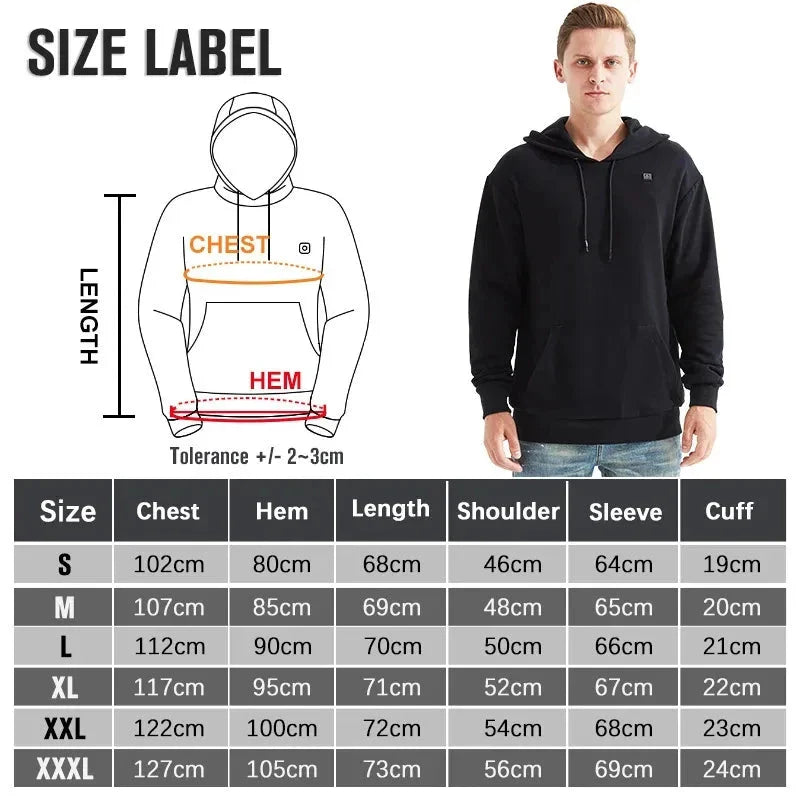 Sweats à capuche chauffants USB unisexes