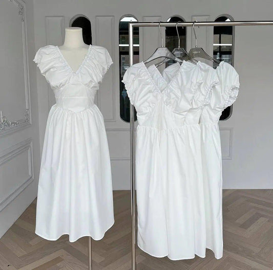 V-Back Ruched Midi Dress - www.Shopthatapp.com