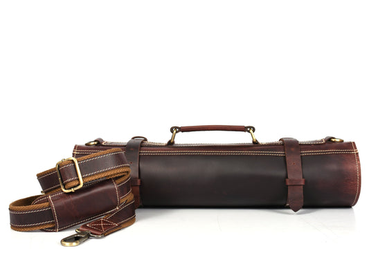Vicenza Leather Knife Roll - Walnut Brown ( KR-53 ) - www.Shopthatapp.com