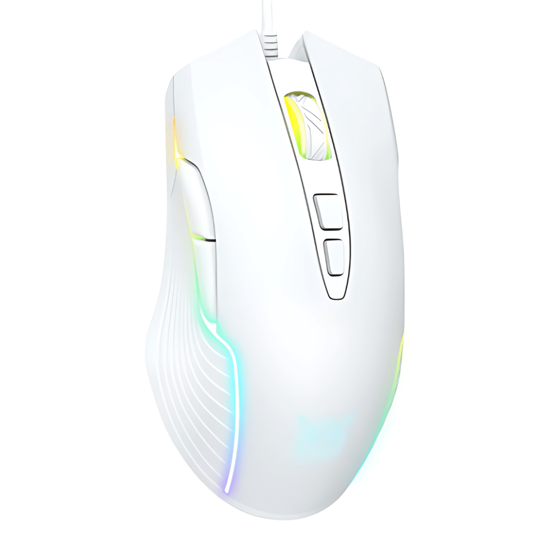 Adjustable 6400 DPI Wired LED Gaming Mouse with Breathing LED Colors White - www.Shopthatapp.com