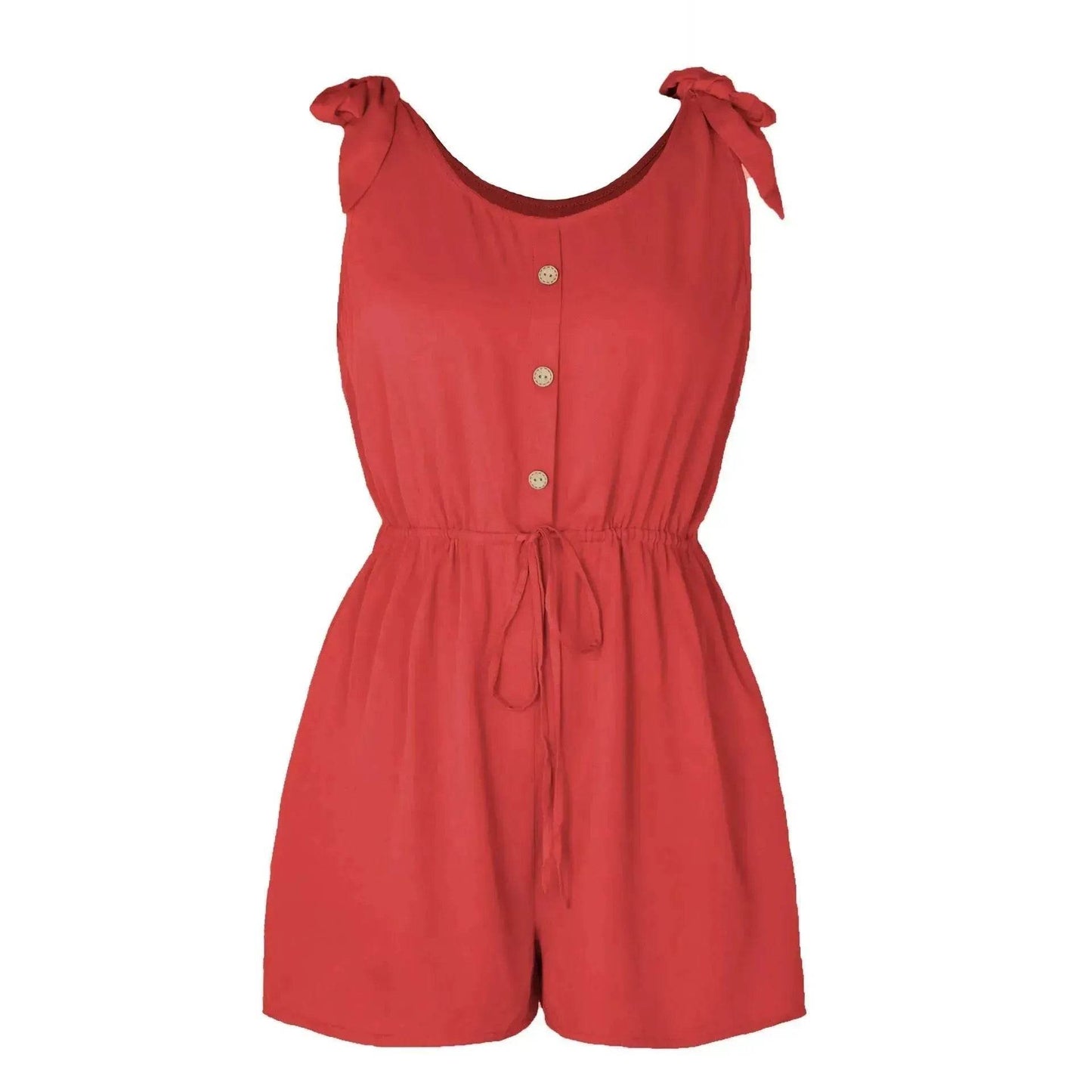 Women's Coconut Buckle Sleeveless Jumpsuit Lace-up - www.Shopthatapp.com