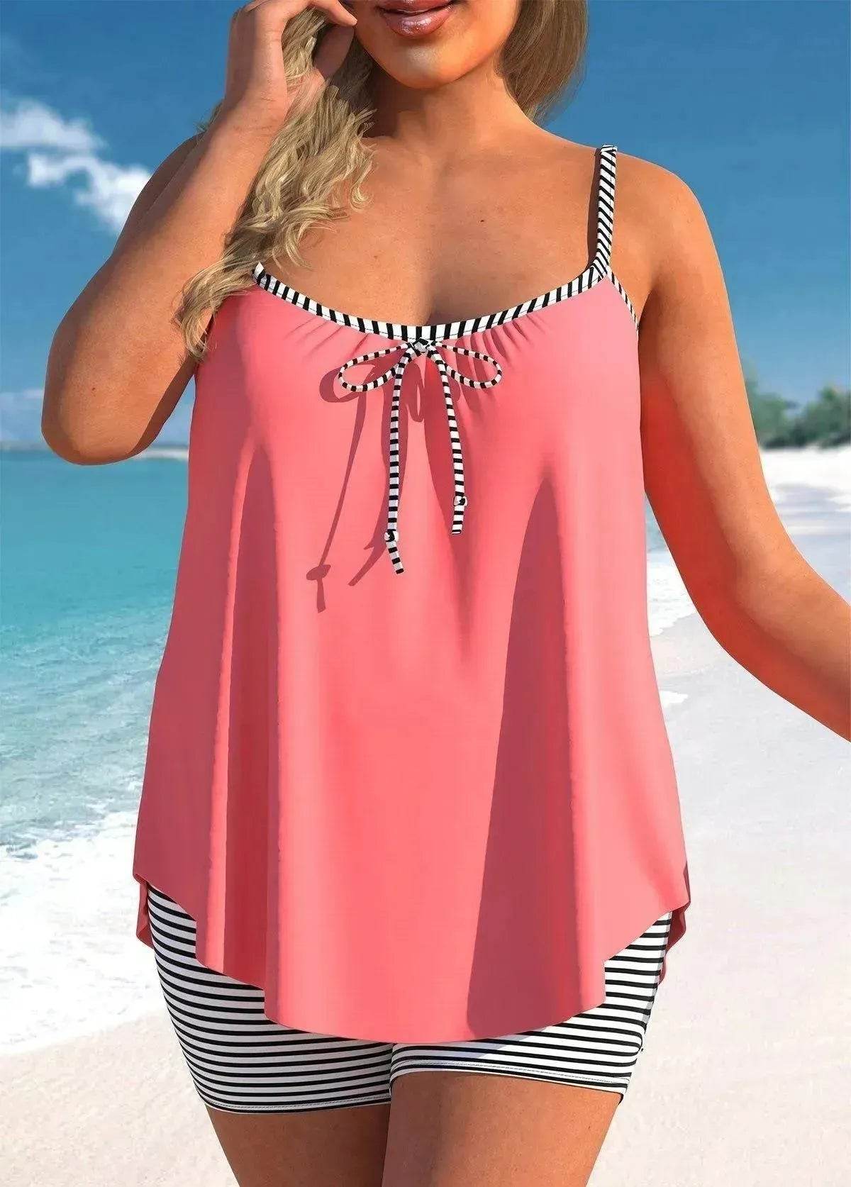 Women's Fashion Solid Color Loose Beach Casual Swimming Suit - www.Shopthatapp.com