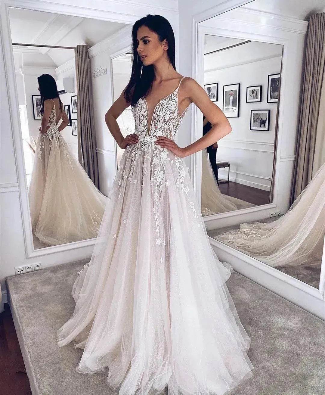 Women's White Evening Gown Wedding Dress - www.Shopthatapp.com